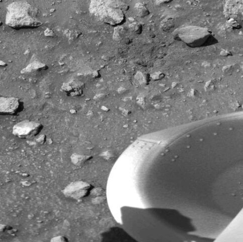 Debris Kicked Up By Impact of A Protective Cover from Viking Lander 1