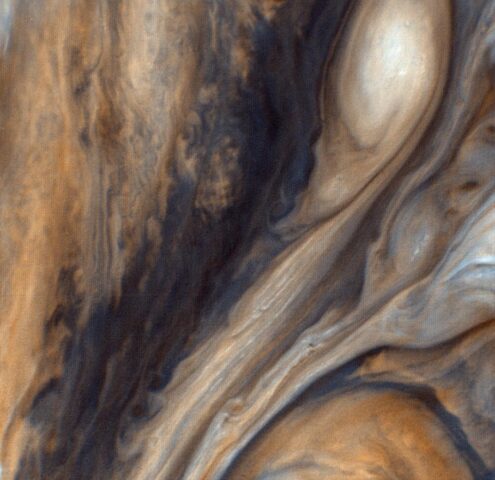 Exaggerated Color East of the Great Red Spot