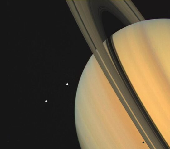 Saturn With Tethys and Dione