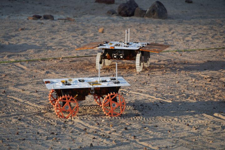 CADRE Test Rovers in the Mars Yard